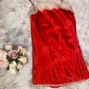 Victorias Secret Red Silk Slip Lingerie